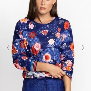 JOHNNY WAS BEE ACTIVE RUCHED RAGLAN SLEEVE PULLOVER/ SOLD OUT/Large/ Ptp-21-22”